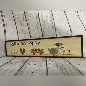 Vintage Wooden Bluebonnet Goose "Love to Shop" Wall Decor by The Painted Hutch
